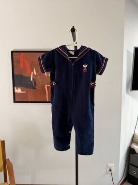 Vintage Little Bitty Navy Blue Sailor Suit Halloween Costume Size 24 Months 2T